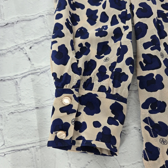 Tory Burch Silk Cheetah Print Long Sleeve Tunic Size 12 - Picture 9 of 11